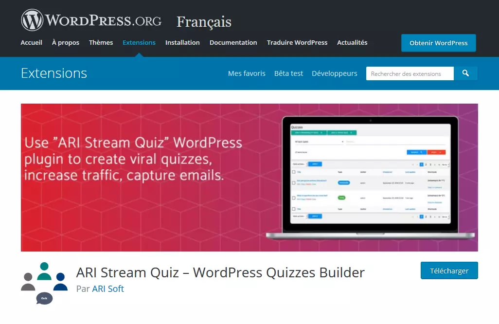 Plugin de quiz pour WordPress : ARI Stream Quiz