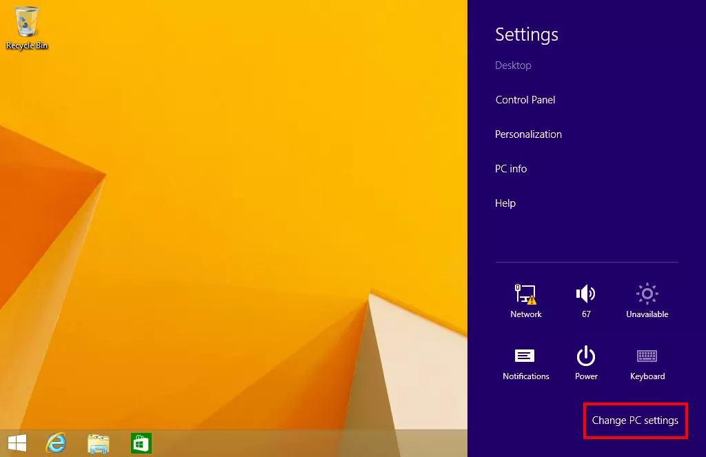 Démarrer le mode sans échec de Windows 8 à partir des paramètres du PC