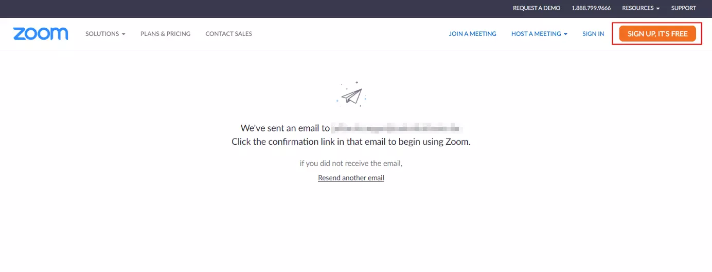 Site Internet de Zoom: email contenant le lien de confirmation envoyé