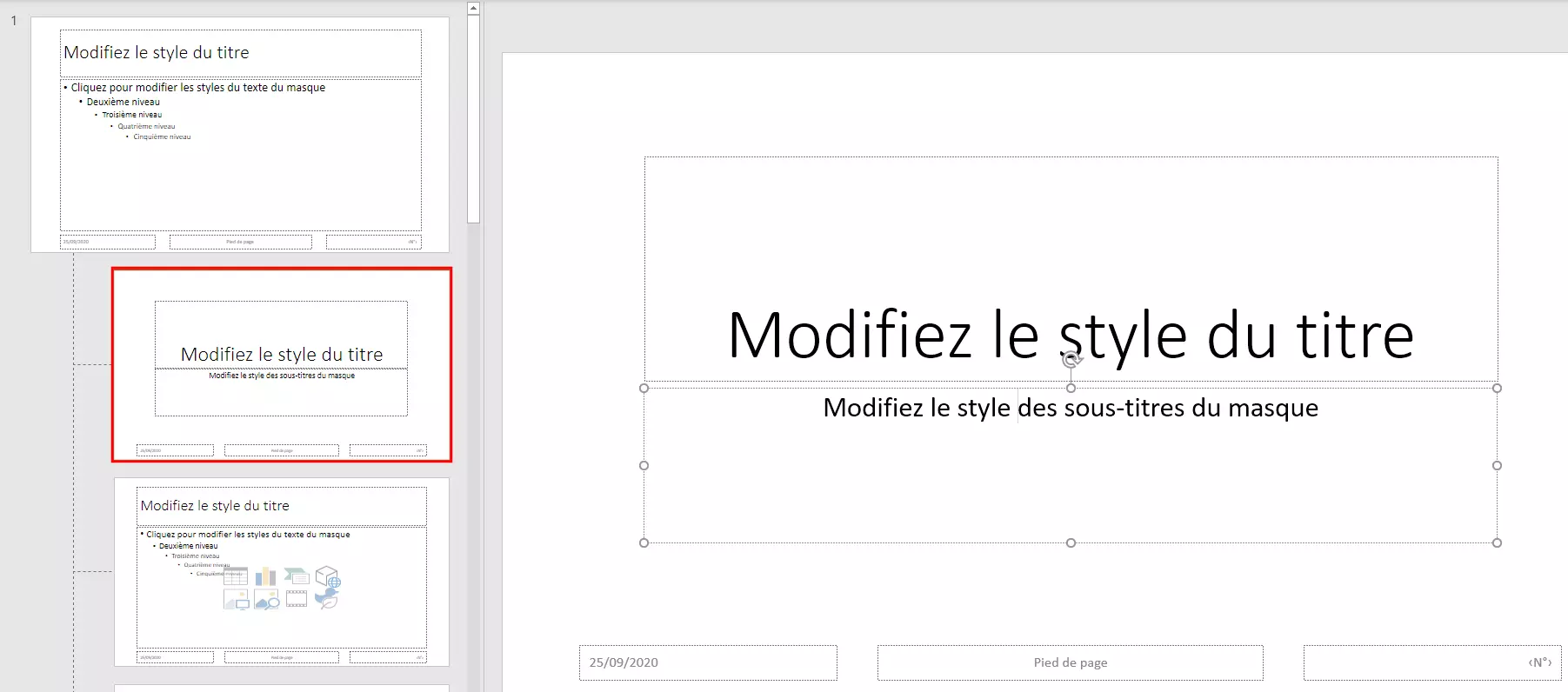 Diapositives de mise en page pour des modifications individuelles dans PowerPoint 365