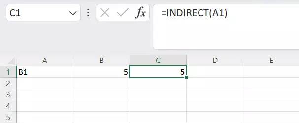 Exemple : utilisation simple de la fonction INDIRECT dans un tableur Excel