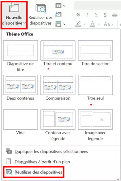 Récupérer un PowerPoint : réutiliser les diapositives