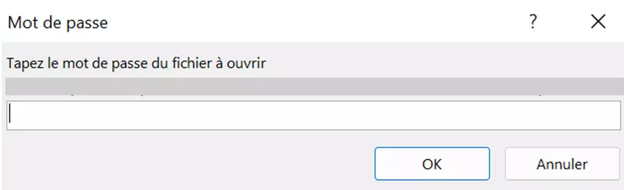 Word : saisir le mot de passe