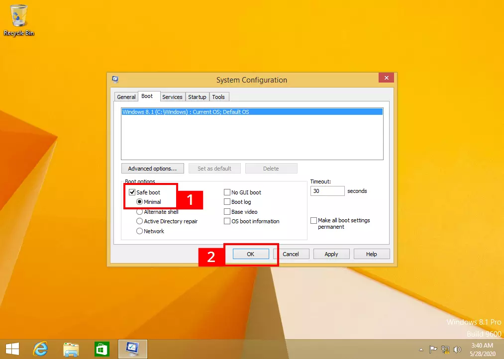 Sélectionner le « Démarrage sécurisé » dans la configuration du système de Windows 8