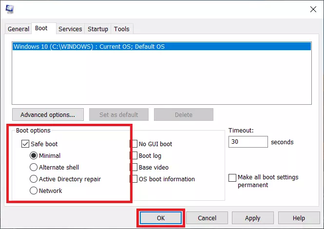 Configuration du système – Options de démarrage – Démarrage sécurisé