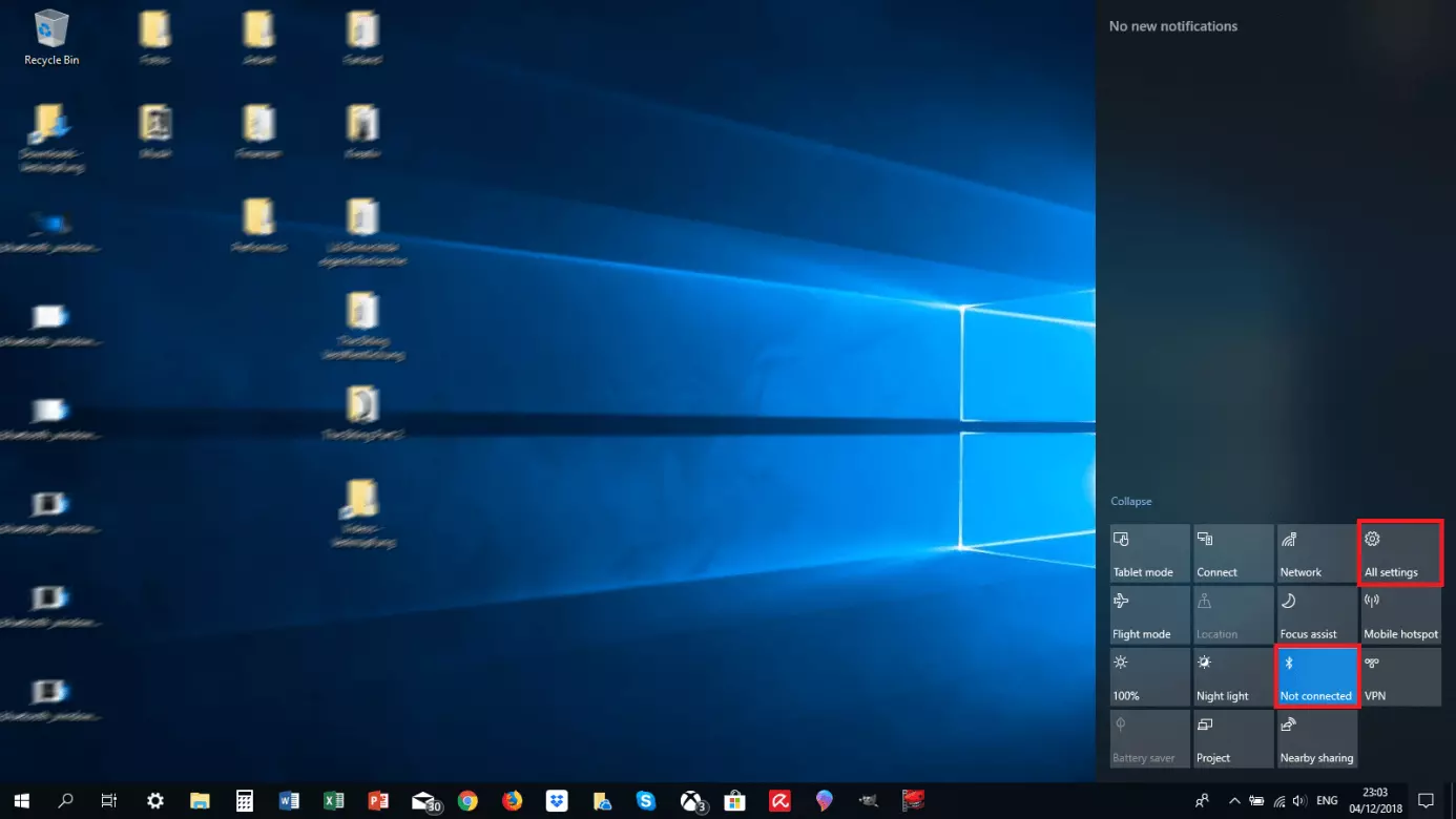 Zone des notifications sous Windows 10