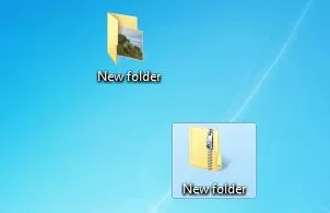 Capture d’écran d’un dossier et de sa version zippée sur le bureau Windows