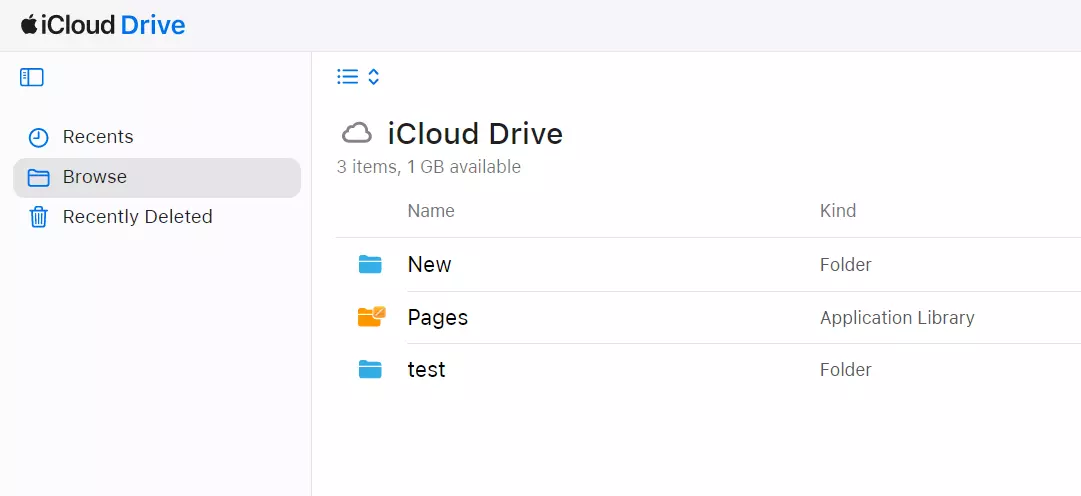 Interface utilisateur d’iCloud Drive sur le Web