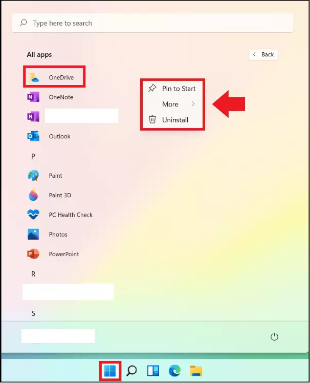 Toutes les applications installées dans le menu Démarrer de Windows