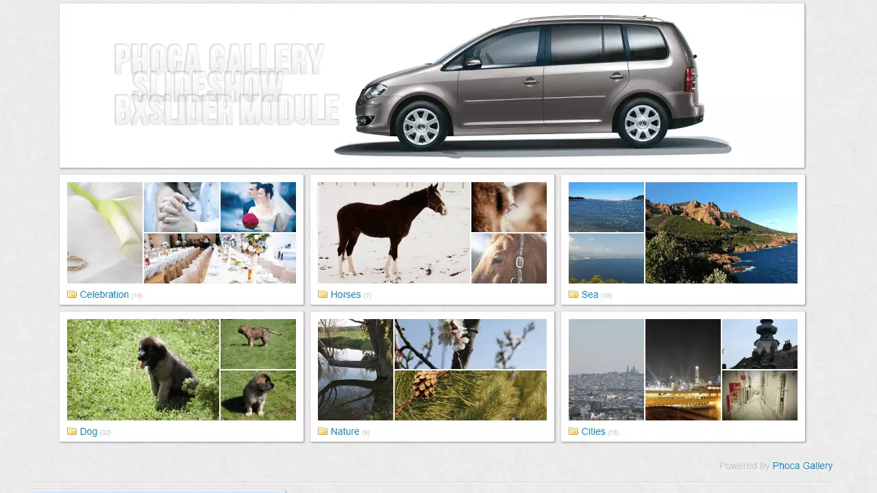 Exemples de présentation de galeries photos avec Phoca Gallery