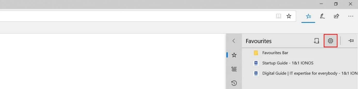 Menu « Favoris » dans Microsoft Edge