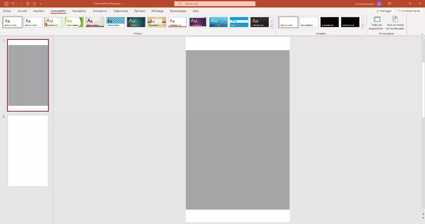 PowerPoint 365 : projet avec une orientation portrait