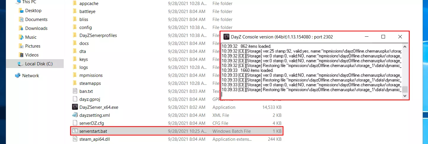 Serveur DayZ : fichier batch et console DayZ