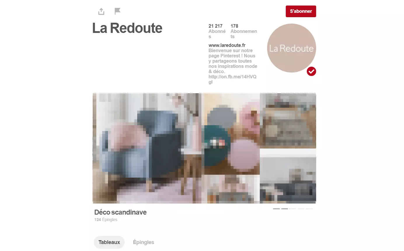 Profil Pinterest de la Redoute