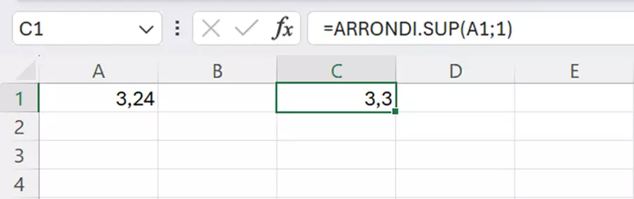 Fonction Excel ARRONDI.SUP à une décimale