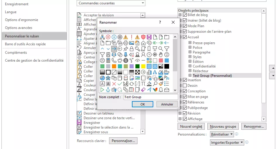 Word: Configuration du ruban pour l’onglet « Accueil »