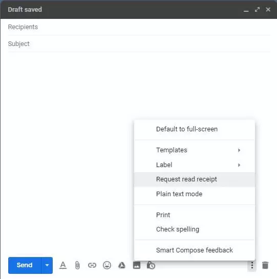 Option « Demande de confirmation de lecture » pour Gmail