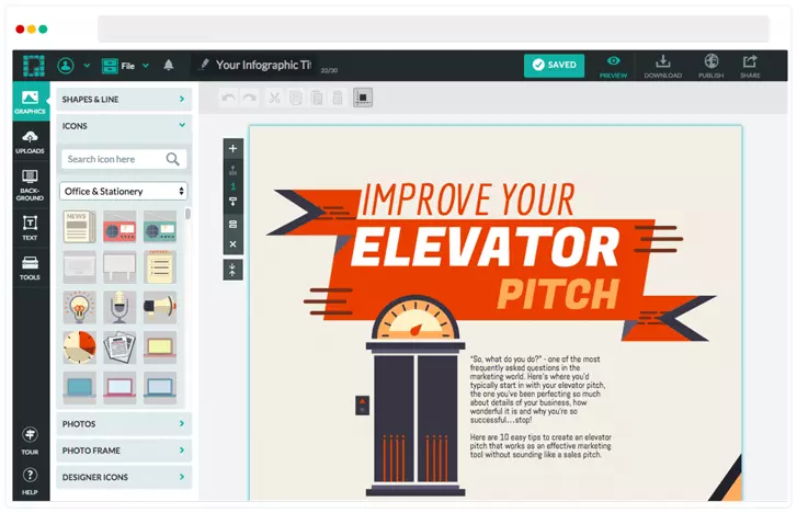 Interface utilisateur de Piktochart