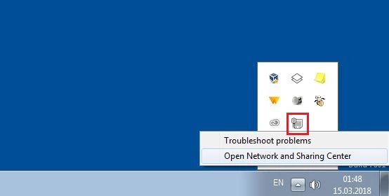 Windows 7 : icône Réseau dans le System Tray