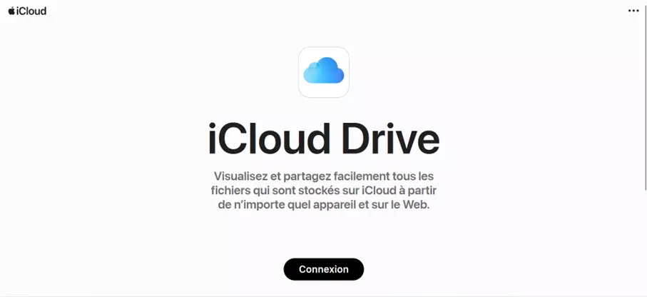 iCloud Drive : interface utilisateur de l’application Web