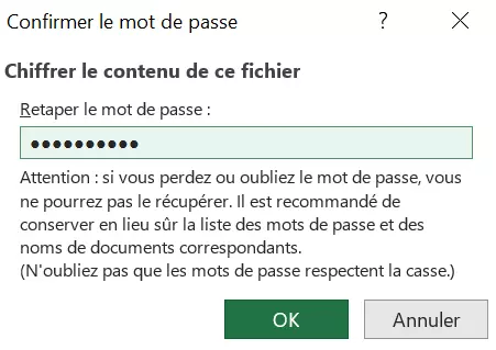 Illustration de la boîte de dialogue « Confirmer le mot de passe »