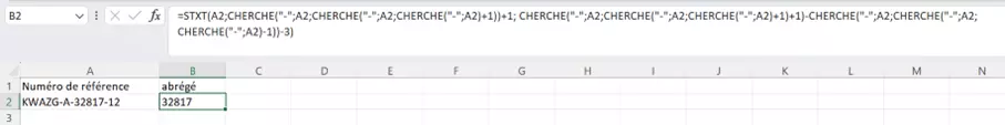 Fonction CHERCHE d’Excel : raccourcir les références d’articles