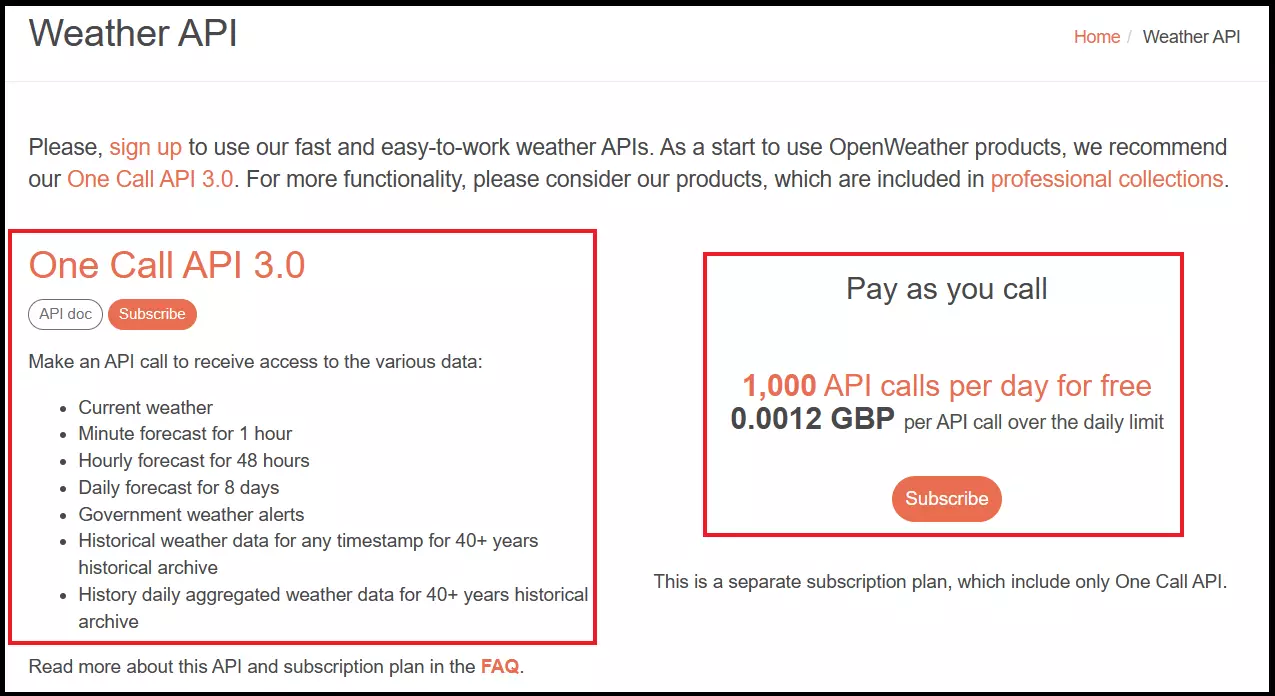 One Call API 3.0 et Pay as you call d’OpenWeather