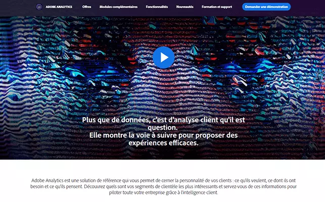 Adobe Analytics sur la page officielle d‘Adobe