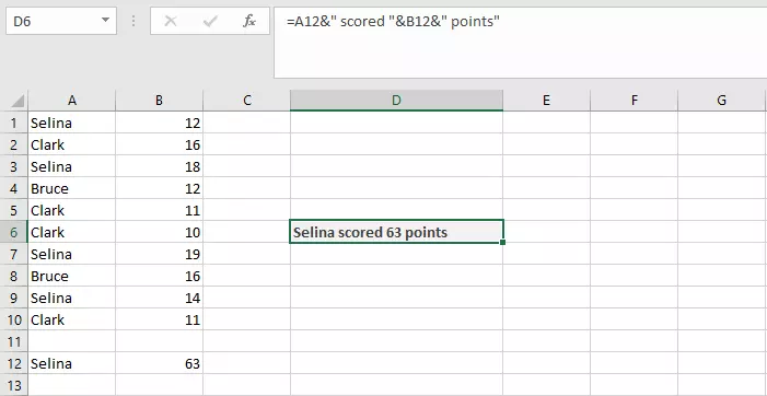 Concaténation de plusieurs cellules et textes dans un tableau Excel