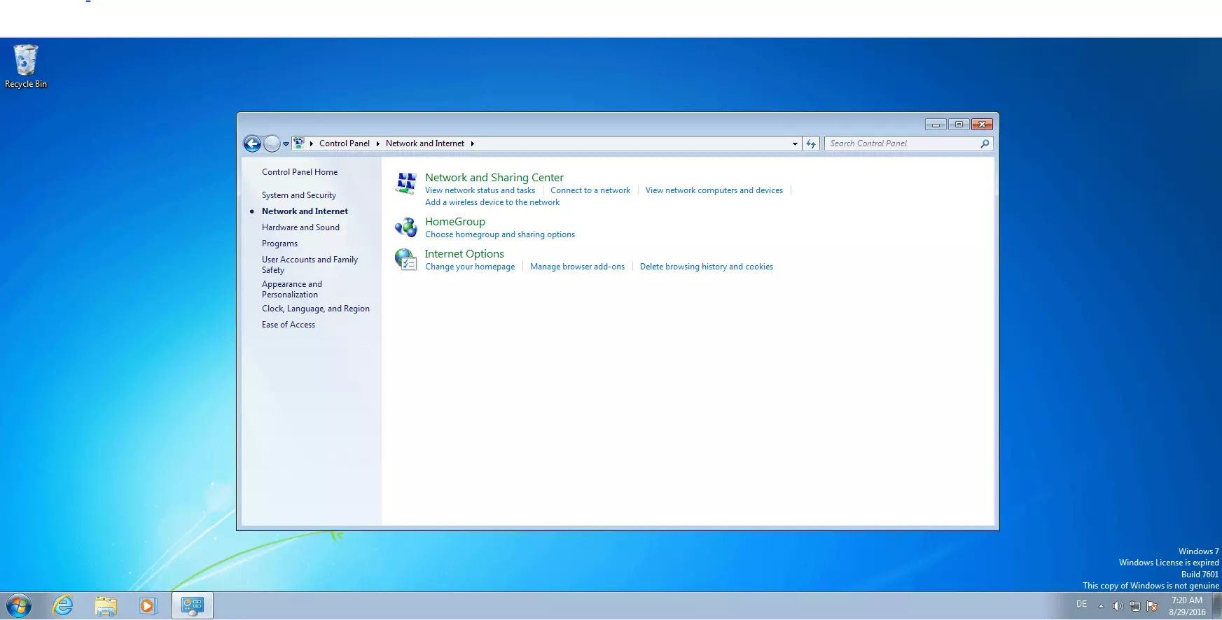 Navigation dans le panneau de configuration Windows