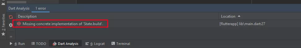 Android Studio : analyse des erreurs Dart pour l’application Flutter