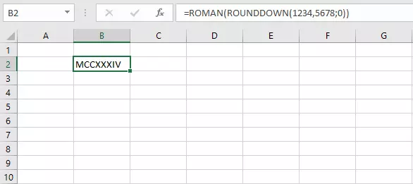 Combinaison des fonctions Excel ARRONDI.INF et ROMAIN