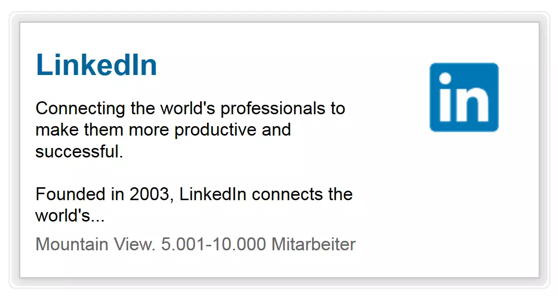 Le widget social « Company Profile » de LinkedIn