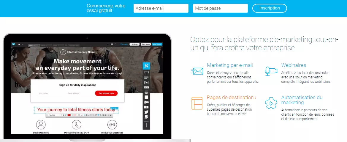 Site web utilisateur de GetResponse