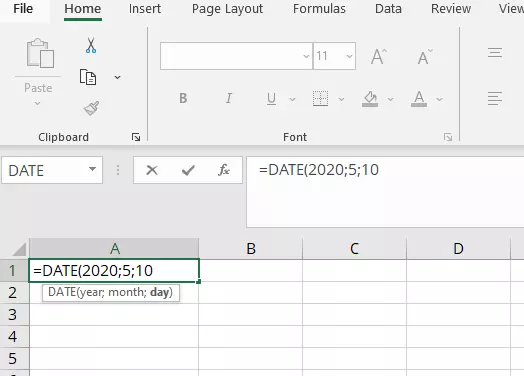 Formule Excel DATE