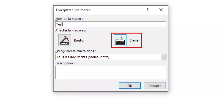 « Enregistrer une macro » dans le menu Développeur de Word 