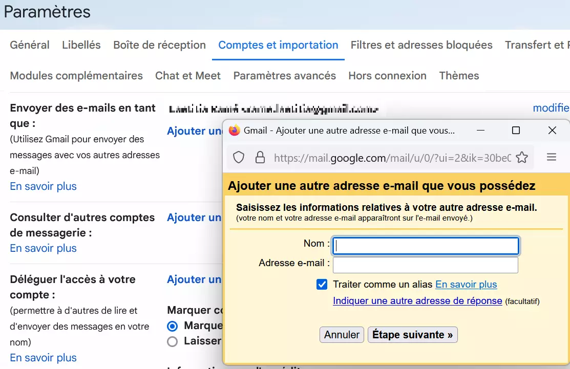 Ajouter un nouvel email au compte Gmail