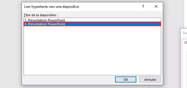 Mise en lien de diapositives dans PowerPoint