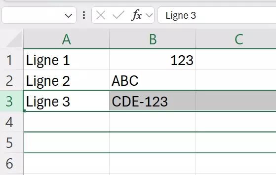 Excel : sélection de l’emplacement cible de la ligne