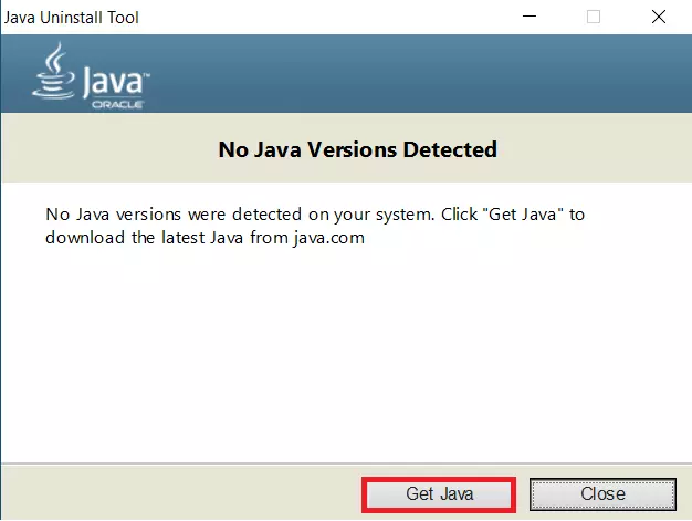 Outil de désinstallation Java : téléchargement de Java