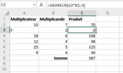 Saisie d'une valeur avec la fonction SI ERREUR