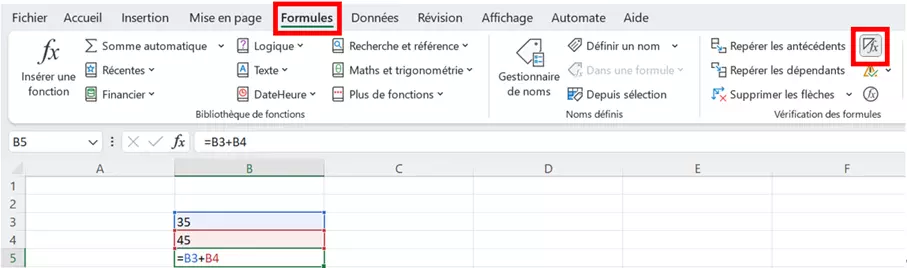 Afficher les formules Excel