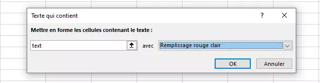 « Texte qui contient… » dans la mise en forme conditionnelle d’Excel