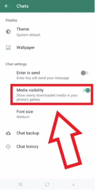 Capture d’écran Android, « Visibilité des médias » activée