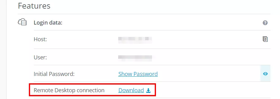 Cloud Panel de IONOS : données d’accès du serveur