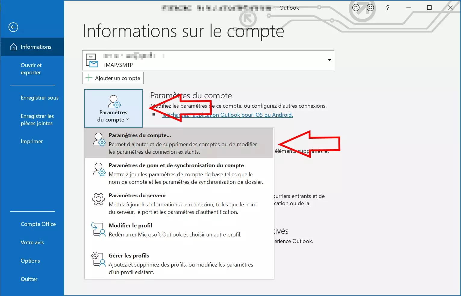 Changer l’expéditeur dans Outlook : Paramètres du compte 