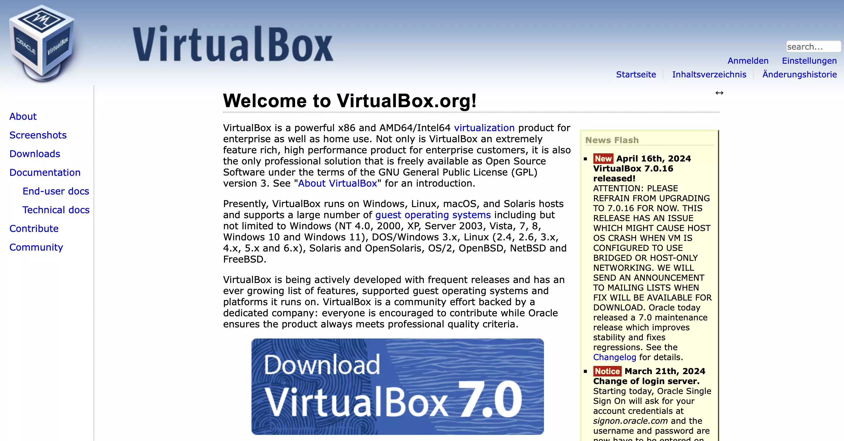 Capture d’écran de Virtualbox