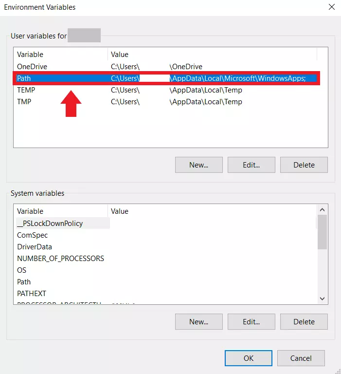 Les variables d’environnement dans le panneau de configuration de Windows