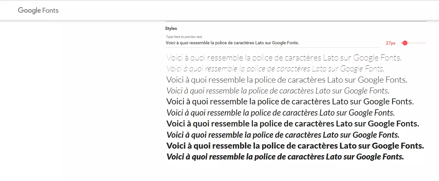 Voici à quoi ressemble la police de caractères Lato sur Google Fonts