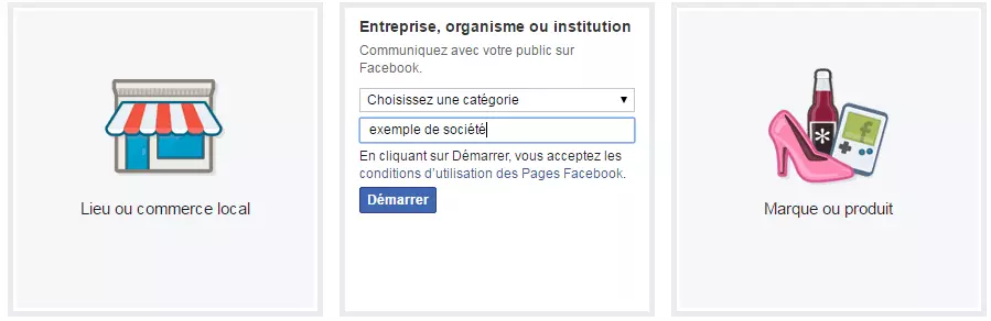 Mettre en place une Page Facebook : choix de la catégorie adaptée